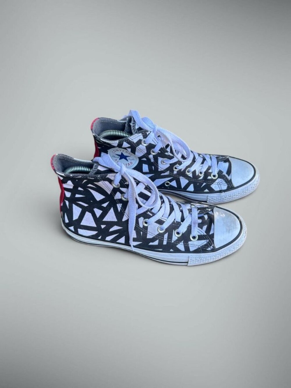 Converse Unisex High Top Black White Broken Stripes Sneakers Size 8W 6M